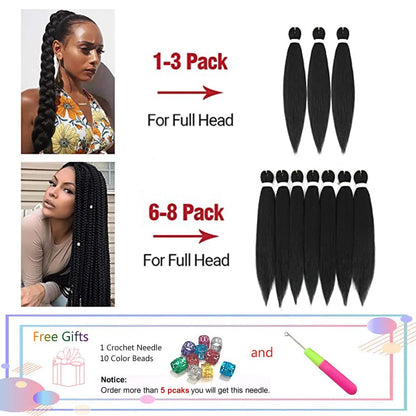 Pre Stretched Braiding Hair 16/20/22/26/30 Inch Low Temperature Fiber Synthetic Braiding Hair Extensions for Jumbo Crochet Braid