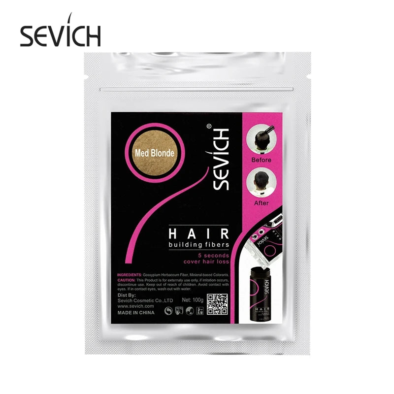 Sevich 100g Refill Bags Hair Extension Fiber Instant Cover Hair 10 Colors Keratin Hair Building Fiber Powder Dropshipping