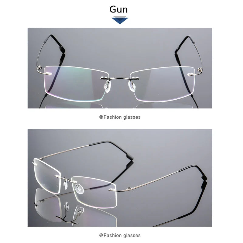 Anti Blue Light Folding Rimless Eyeglasses Optical Glasses Man Square stainless steel Lightweight Memory Titanium Spectacle