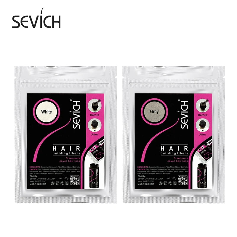 Sevich refill 100g hair fiber hair loss products hair building fibers powders thicken thin hair 10 colors keratin hair regrowth
