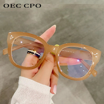 OEC CPO Fashion Optical Square Glasses Frames Women Men Retro Prescription Frames Clear Lens Glasses Ladies Eyeglasses Unisex