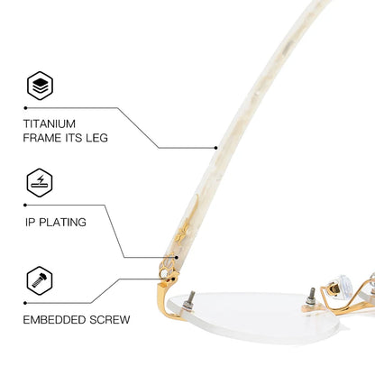 ZIROSAT 58069 Alloy Tint Lenses Myopia Glasses Reading Glasses Diamond Cutting Rimless Titanium Glasses Frame for Women