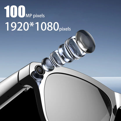 AI Smart Glasses with 100W HD Camera Anti Blue Sunglasses Voice Assistant Photo Video Music Calling Smart Glasses For Men Women
