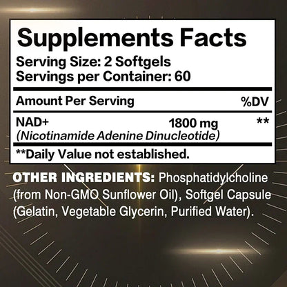 Liposomal NAD Supplement - Promotes Overall Health, Enhances Energy, Repairs Cells, Boosts Immunity, Efficient Absorption