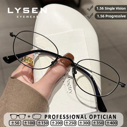 LYSEN Vintage Pure Titanium Oval Frame Myopia Prescription Glasses Blue Light Blocking Reading Glasses Customizable Progressive