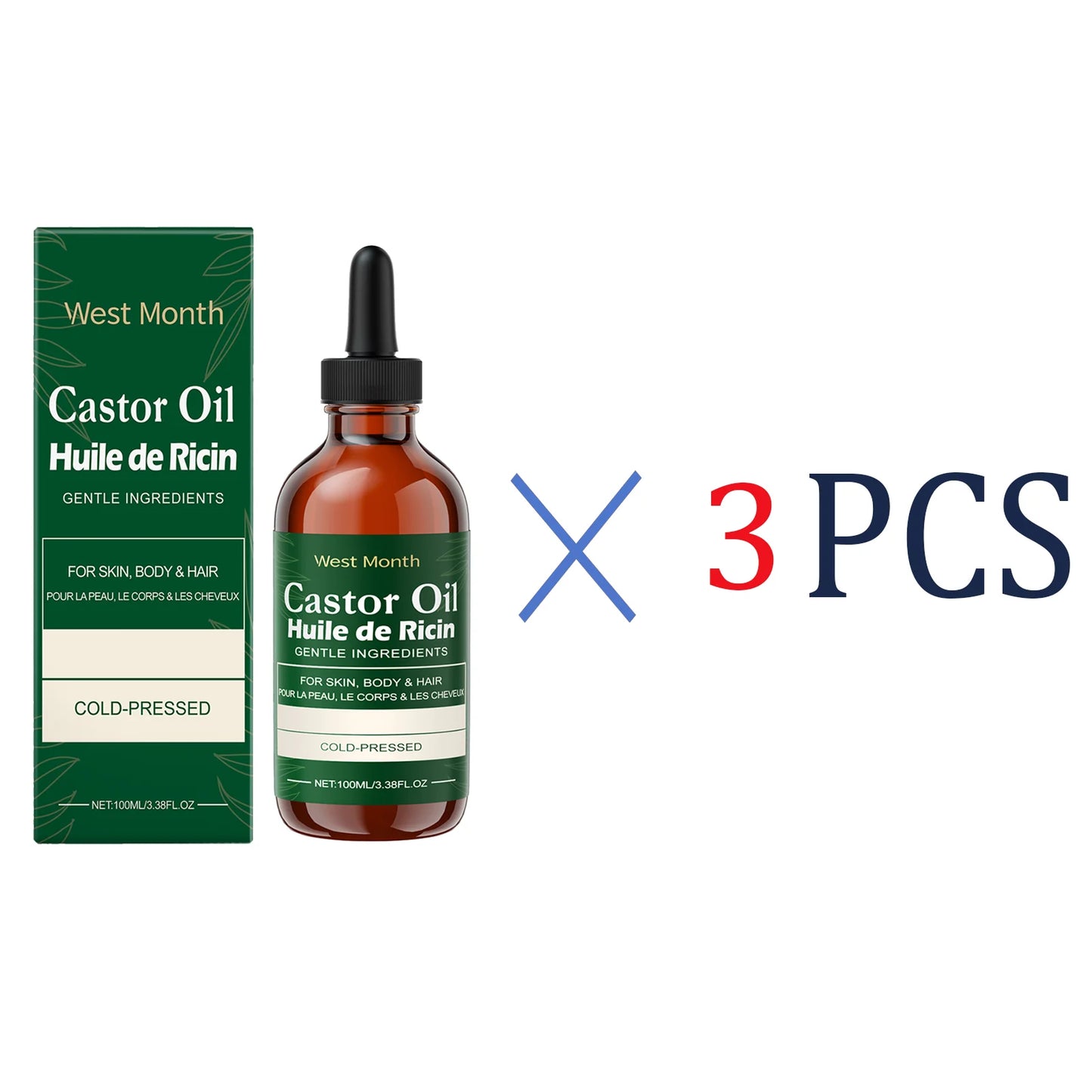 WEST MONTH 100ml Castor Essence Oil Multi-Effect Care Nourishes Eyelashes Moisturizes Hair Hydrates The Skin Long-Lasting Gentle