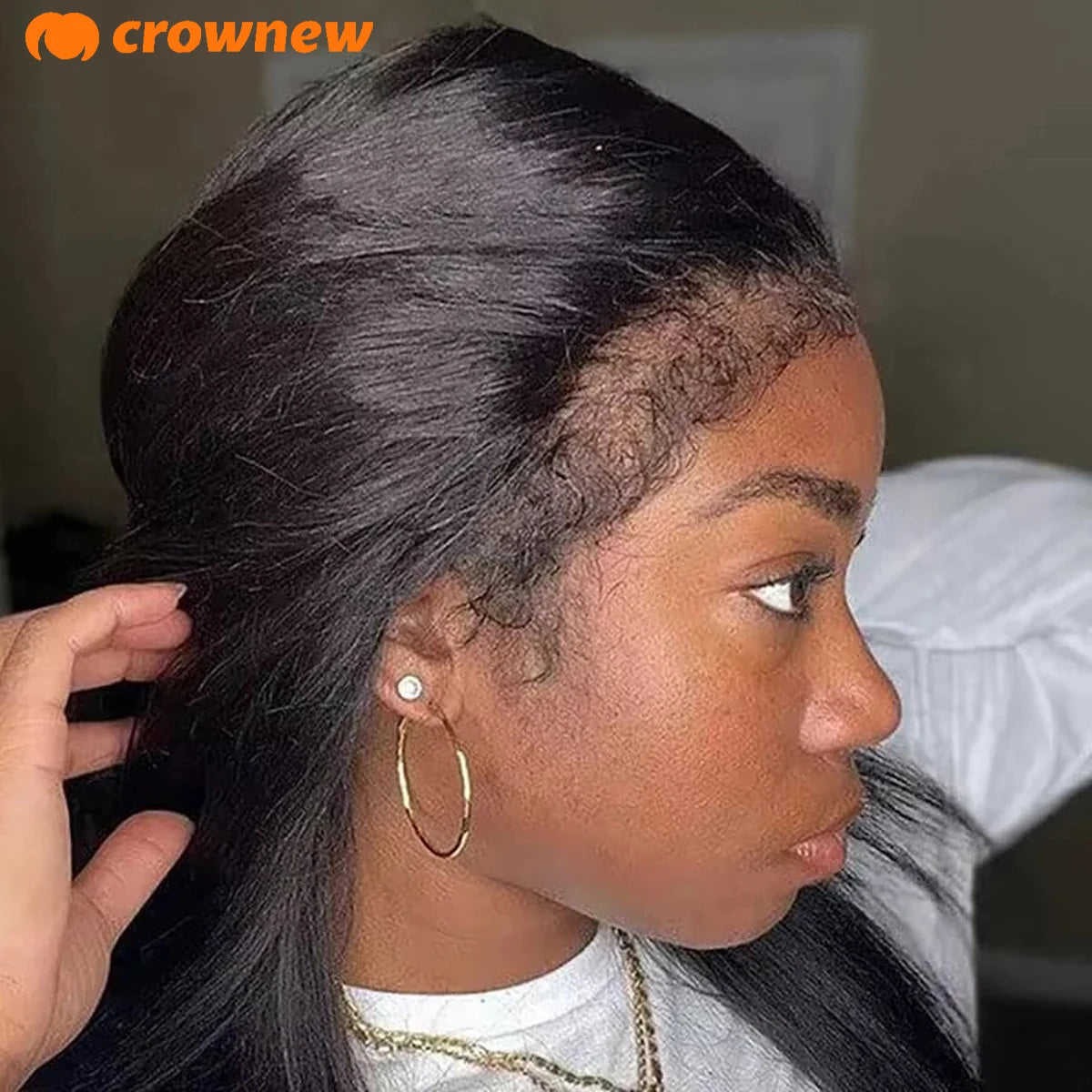 4C kinky Edges Wig Natural Hairline Straight Human Hair Wigs 13x4 HD Lace Frontal Wig Glueless Wigs Human Hair Curly Edges Hair