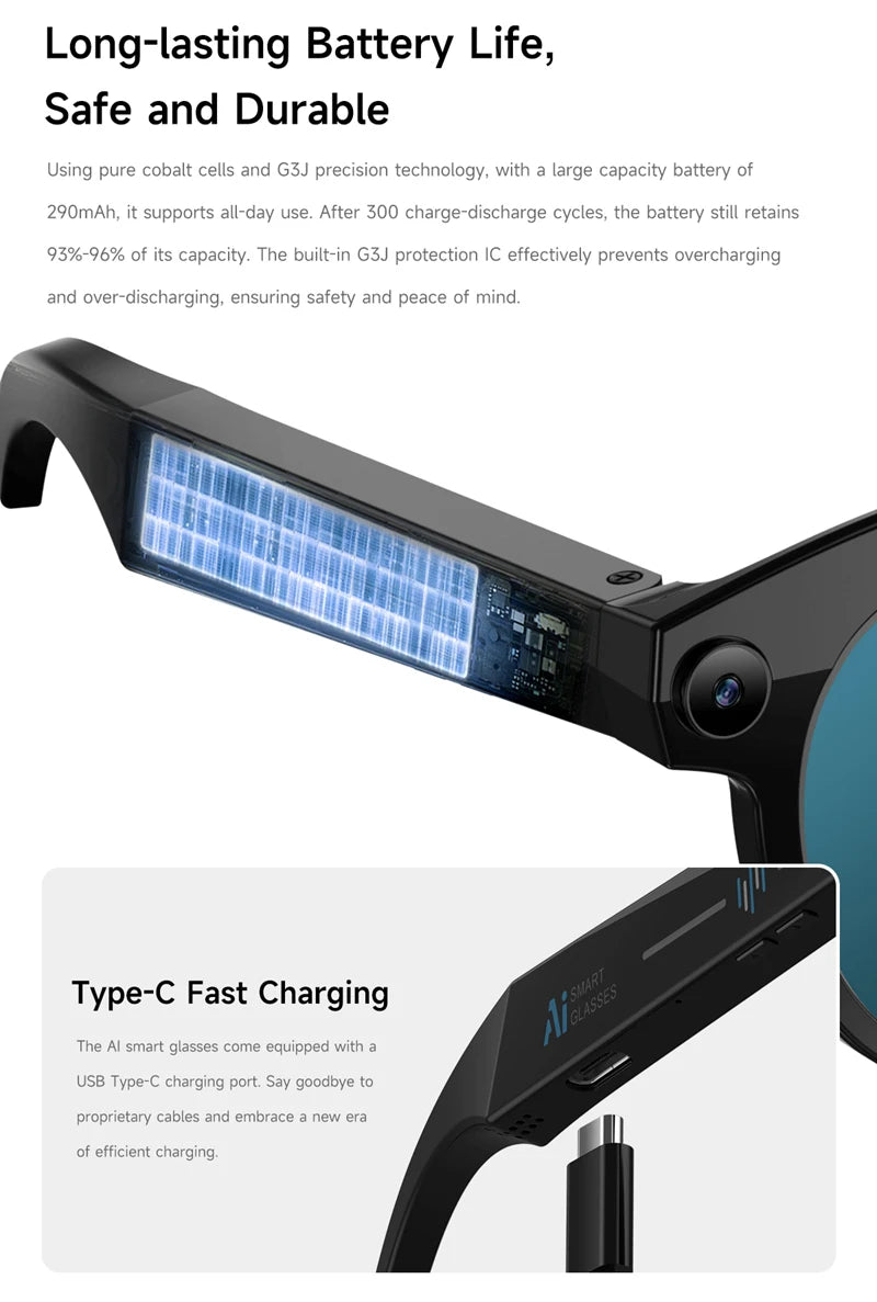 Xiaomi 6K HD AI Smart Camera Glasses Multifunctional Bluetooth Calling Voice Assistant Music Player Translation Camera Glasses