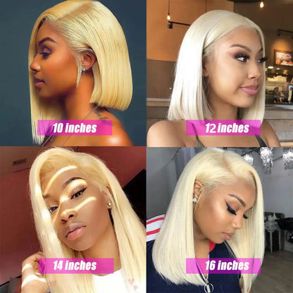 613 Blonde Short Bob Wig Transparent HD Lace Front Human Hair Wigs 13X4 Honey Blonde Burgundy 99J Colored Bob Lace Frontal Wig