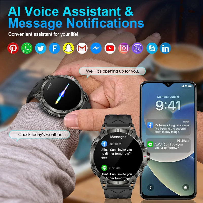 LIGE 760mAh Large Battery Outdoor Smart Watch Men 1.85 inch HD Screen GPS Compass Bluetooth Call IP68 Waterproof Smartwatch 2025