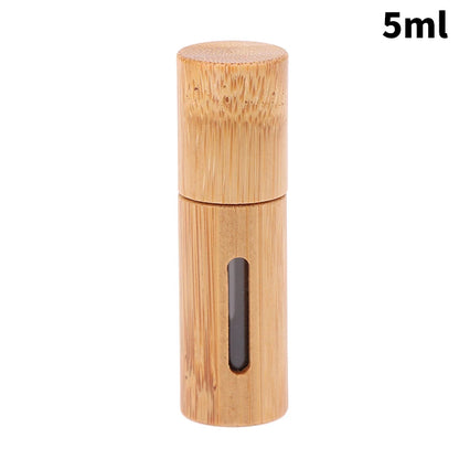 Bamboo Roll On Bottle 3/5/10ml Wood Roller Bottle Essential Oil Lip Gloss Refillable Tube Empty Jar Glass Bottle Perfume 1PC