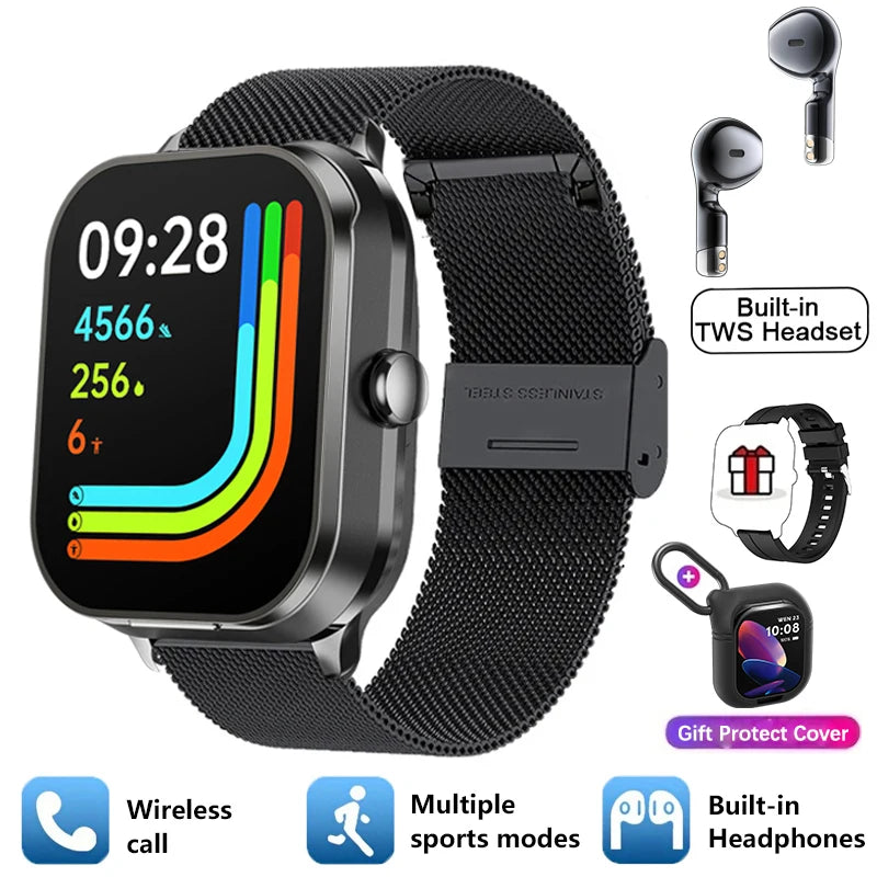 2024 New NFC Smart Watch TWS 2-in-1 Bluetooth Earphones Bluetooth Call Movement Track Tracker Men's and Women's Smart Watches