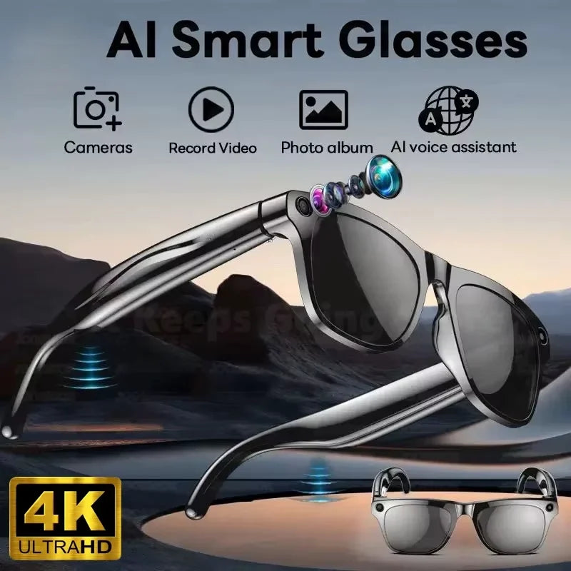 4K HD AI Smart Glasses Chat 260Mah Battery Voice Assistant Control GPT 100MP Camera Bluetooth Call  Smart Glasses 2025 New