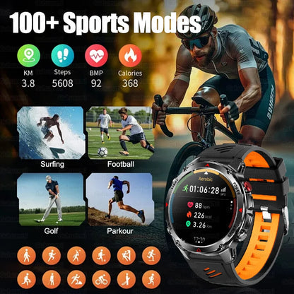 2025New Outdoor Military Smart Watch Bulit-in GPS Compass Altimeter Barometric 3ATM Waterproof AMOLED Bluetooth Call Smart Watch