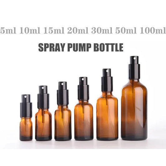 5ml-100ml Amber Glass Spray Bottle with Metal Nozzle Travel Refill Perfume Bottle Sprayer Atomizer Bottle Essential Oil