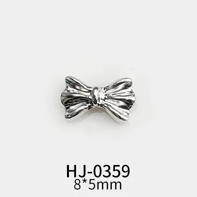 10 pcs Silver Alloy Ribbon Butterfly Nail Art Charm 3D  Metal  Bowtie Nails Art Decoration Jewelry Manicure Accessories Supplies