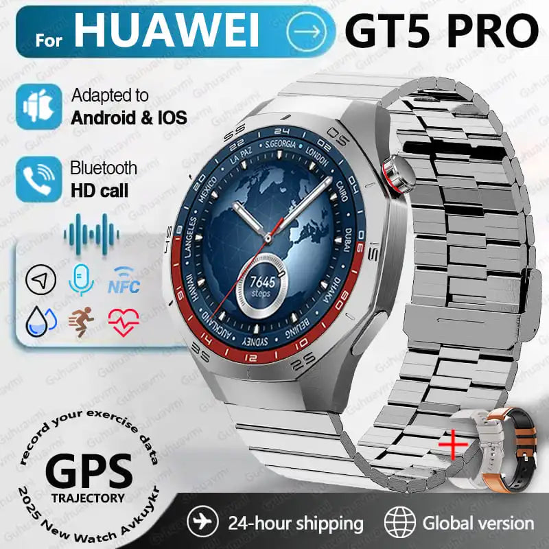 2025 For Huawei GT5 Pro Smartwatches Men HD AMOLED Screen GPS trajectory Health Monitor BT Call 1.52" Fitness Smartwatches IP68