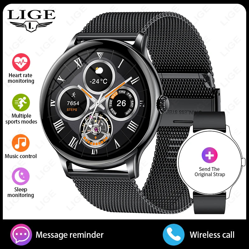 LIGE 2025 Bluetooth Call Full Touch HD Thin Screen Smart Watch Women IP68 Waterproof Watch Sport Fitness Tracker Smartwatch Men
