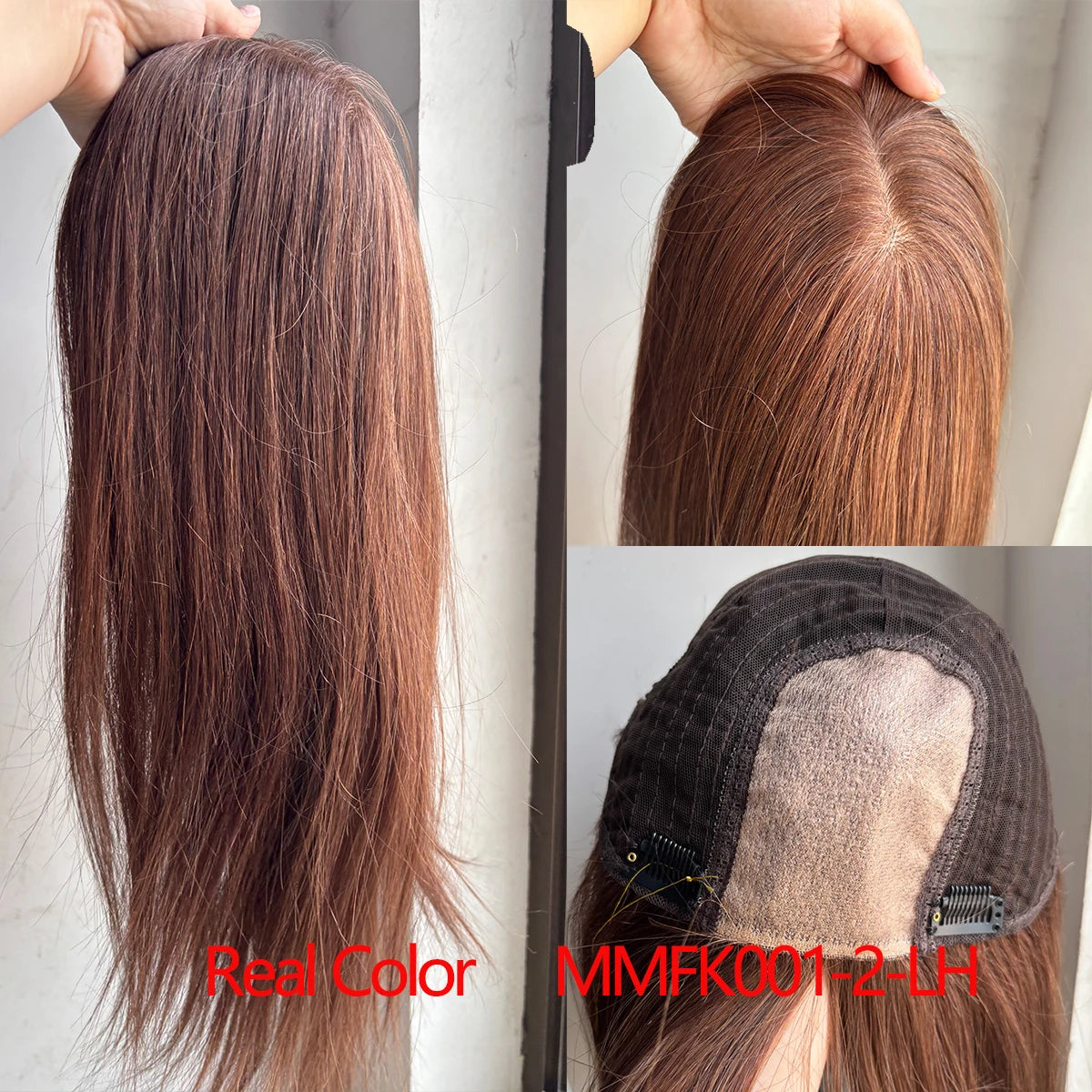 9x9inch Large Base Hair Pieces Dark Brown Human Hair Toppers 16 inch Toppers for Women with Multiple Non-slip Clips