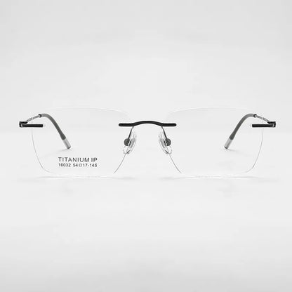 Lzabella Titanium Rectangular rimless Eyeglasses Frame Simple And Stylish Men and Women Lightweight Frameless Glasses 1603