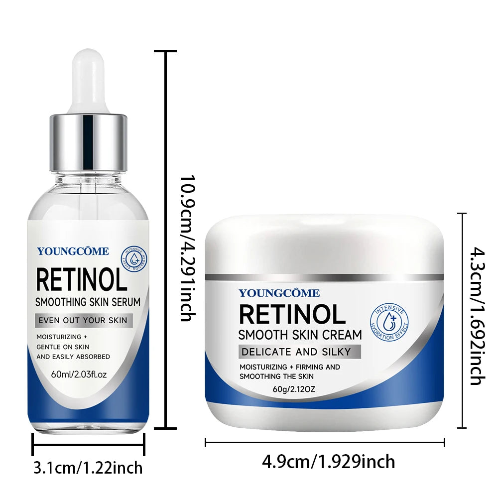 Retinol Cream Serum Combo Set Remove Wrinkle Firming Lifting Whitening Brightening Moisturizing Hyalronic Acid Facial Skin Care