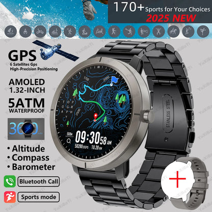 Smart Watch for Women GPS 6-Satellites 1.32” HD AMOLED Display Built-in GPS Bluetooth Call Sports 5ATM Waterproof Smartwatch Man