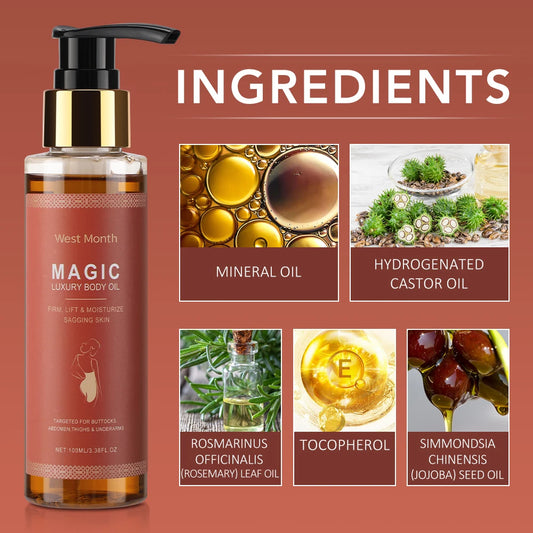 Women's Magic Body Firming Oil for Abdomen And Thighs - Deep Hydration Fast-Absorbing Full Body Dry Skin Firming Solution