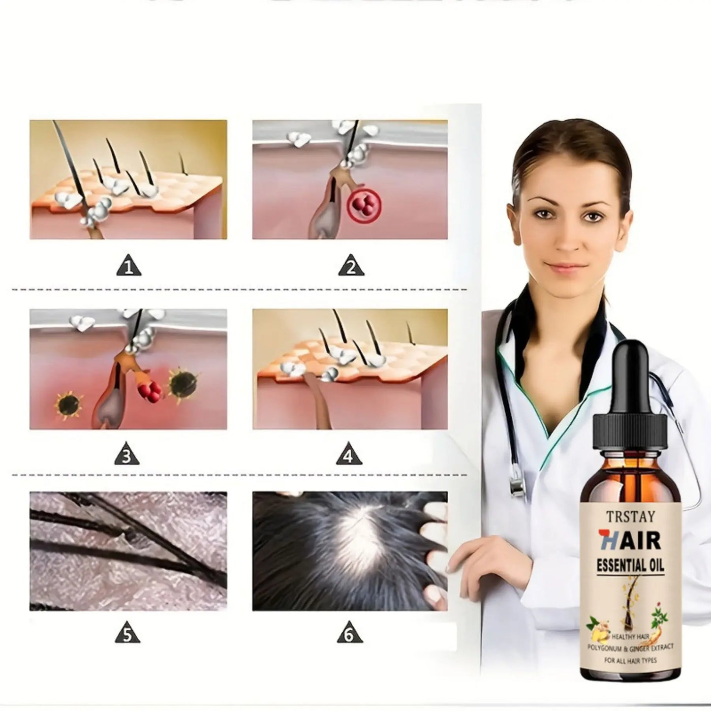 New Rosemary Oil for Beard Ginger Hair Growth Oil for Men Essence Hair Nutrient Conditioner Care Essential Oil for Black Women