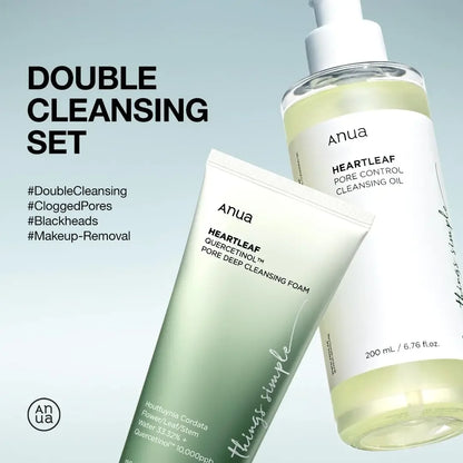 2025Anua Heartleaf & Quercetinol Pore Double Cleansing Set - Deep Cleansing Oil & Facial Makeup Remover Skincare Beauty Products