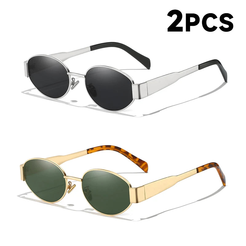 New Sunglasses For Women And Men UV400 Sun Glasses Alloy Oval Eyewear