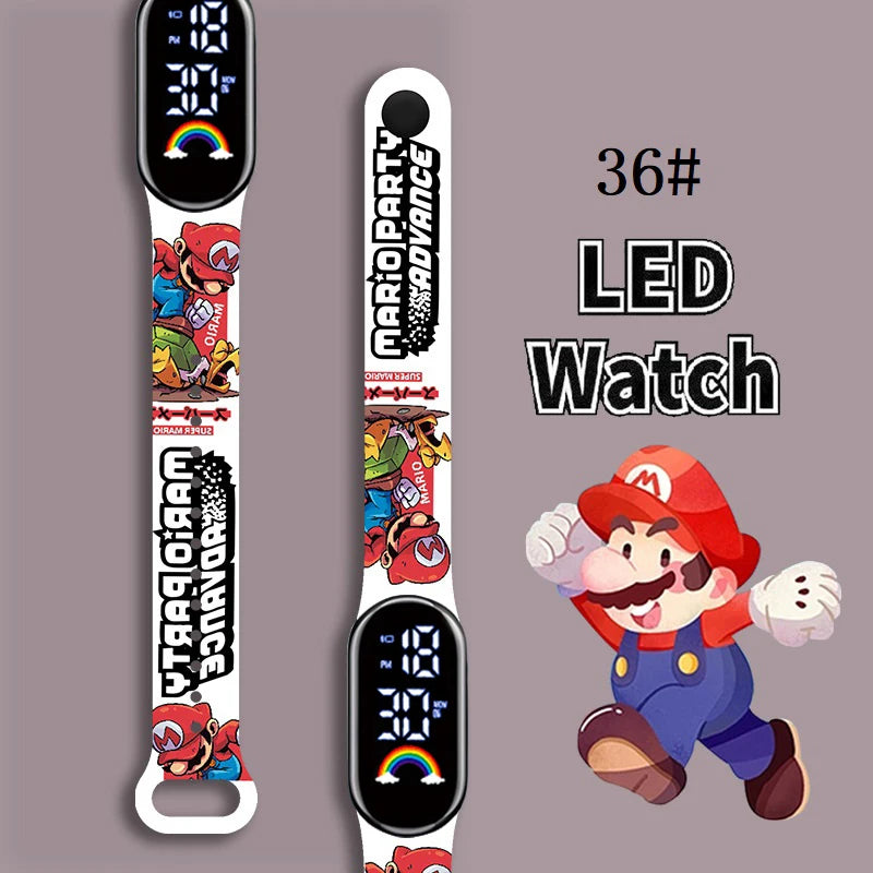 Mario Bros Children's Watches Action Figures Luigi Princess Peach Yoshi Bowser kids Sport Wristband Waterproof Digital Watch