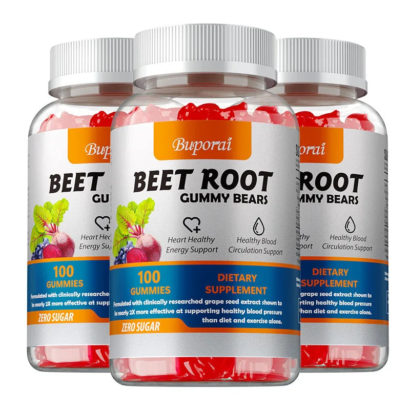 Beet Root Gummies - Supports Heart Health, Improves Circulation, Maintains Energy Levels, Vegetarian, Gluten-free