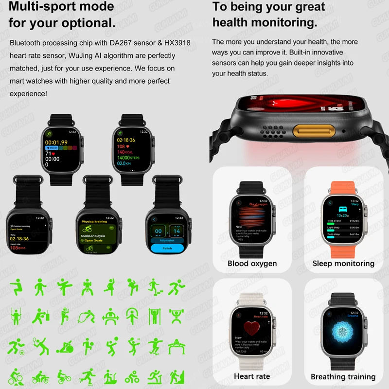 2025 New Original Watch DT Ultra 3 Pro Smart Watch Men Google Map NFC GPS Tracker HD BT Call IP68 Waterproof Smart Watches Women