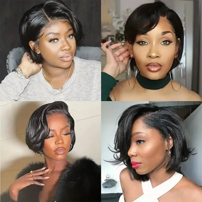 Short Pixie Cut Wigs Straight Lace Front Human Hair Wigs Glueless Wig Short Bob Wigs For Women Natural Color Cheap Wig On Sale