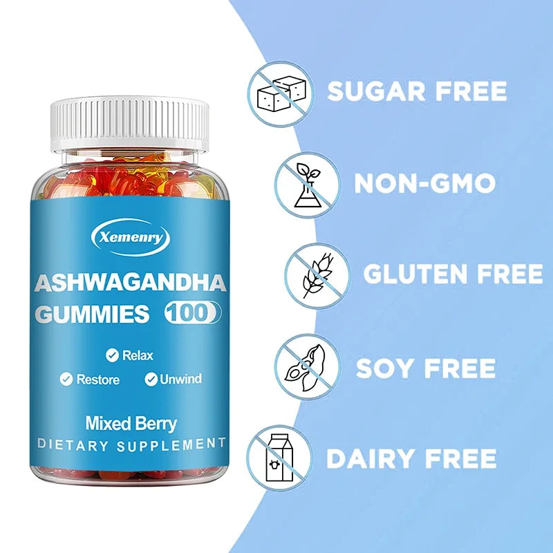 Ashwagandha Gummies - Improve Sleep, Relieve Stress, Support Immunity, Relaxation, Mood and Cognitive Health