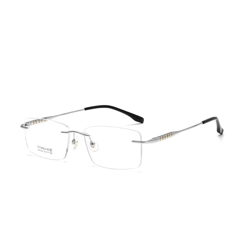 Fashion Square Ultra Light Pure Titanium Optical Prescription Rimless Eyeglasses Frame Luxury For Men Large Size Eyewear S97356