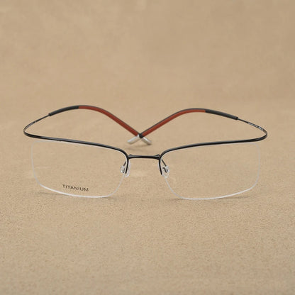 Titanium Eyewear Men's Eyebrow Semi-Frameless Ultralight 6g Glasses Frame Myopia Hyperopia Progressive Men Optical