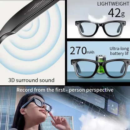 NEW Fashion Men Women AI SmartGlasses 8MP HD Camera 4K Video Recording AI Translator Bluetooth Call 3D Surround Music Sunglasses