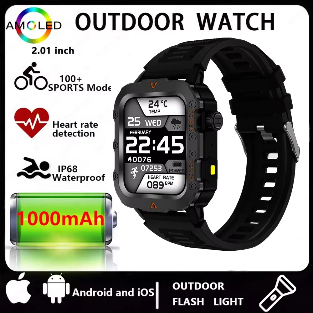 Three Defense Military Men's Smart Watch lP68 Waterproof Outdoor Sports Large Screen Bluetooth Call Smartwatch For Android IOS