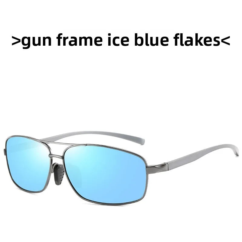 66-20 Men's Large Face Polarized Sunglasses Aluminum Magnesium Rectangular Glasses Driver Sunglasses Driving Glasses Have Degree