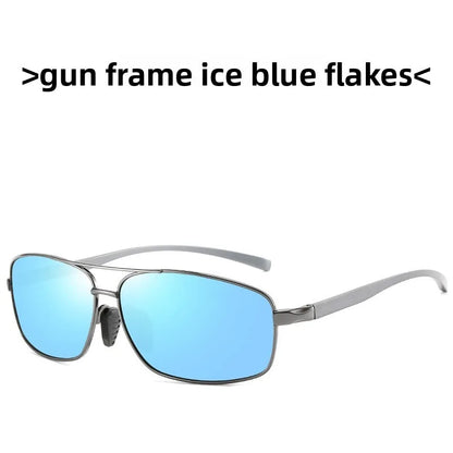 66-20 Men's Large Face Polarized Sunglasses Aluminum Magnesium Rectangular Glasses Driver Sunglasses Driving Glasses Have Degree