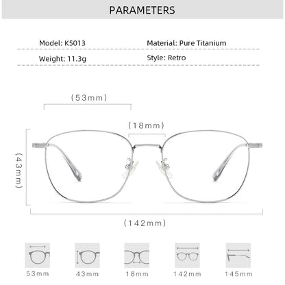 Pure Titanium Glasses Frames Women Ultralight Fashion Square Optical Eyewear Spectacles Frame K5013
