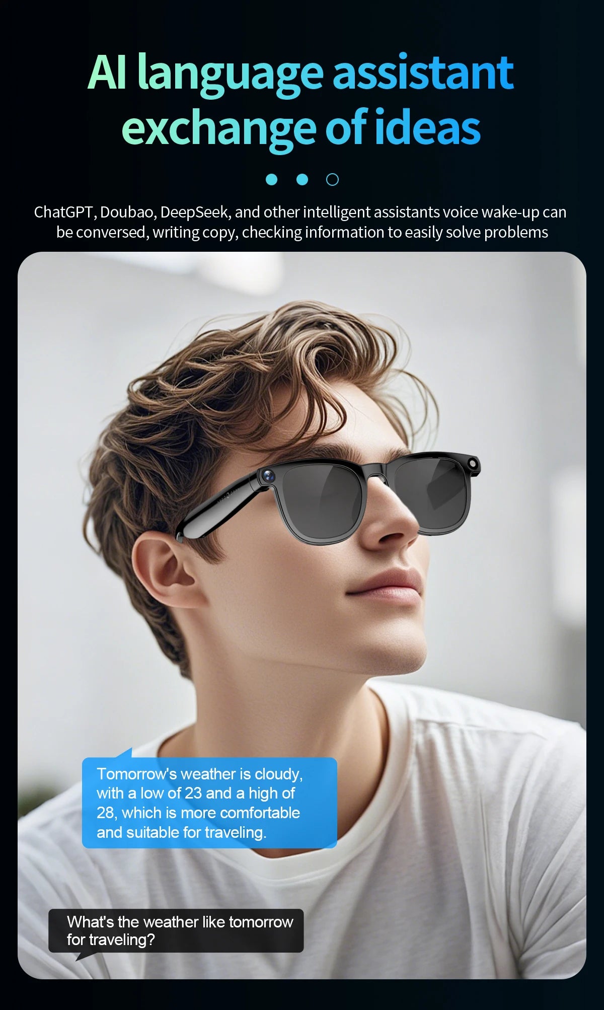 CY01 Smart Glasses AI Translation WIFI BT Call Music Camera Sunglasses Anti-Blue Smart Glasses