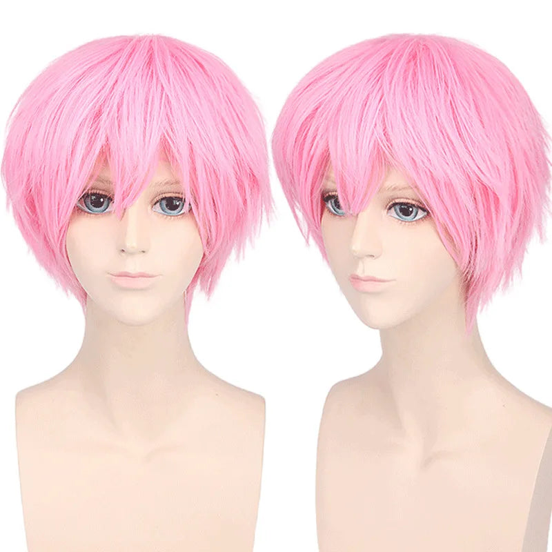 New Concubine Synthetic Bob Men's Short Straight Hair Cover Fake Cosplay Wig Ombre Green Black Blue Blonde Hairpiece