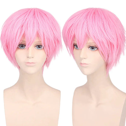 New Concubine Synthetic Bob Men's Short Straight Hair Cover Fake Cosplay Wig Ombre Green Black Blue Blonde Hairpiece