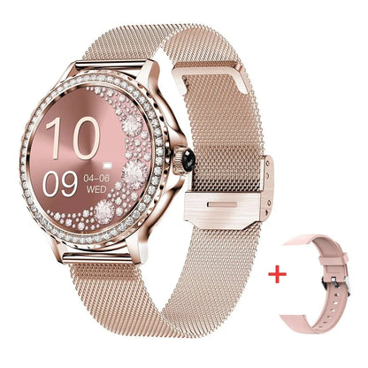 MEVADEN Rosegold Smart Watch For Lady Bluetooth Call 100+Sports Mode Fitness Women Smartwatch DIY Dials For IOS Android NX19
