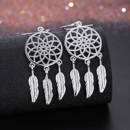 925 Sterling Silver Earrings For Woman Classic Designer Party Engagement Wedding Jewelry Dream Catcher Feathers Fine Jewelry