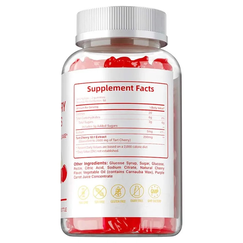 Tart Cherry Gummies - Promote Uric Acid Cleanse, Support Sleep & Joint Health Muscle Repair and Antioxidants