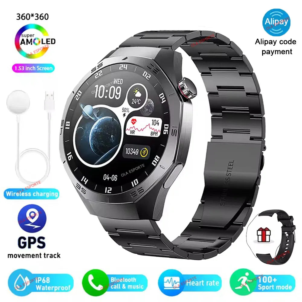Smart Watch Men Watch 5 Pro AMOLED HD Screen Bluetooth Call GPS Trajectory NFC Heart Rate Monitor Compass SmartWatches 2025 New