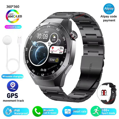 Smart Watch Men Watch 5 Pro AMOLED HD Screen Bluetooth Call GPS Trajectory NFC Heart Rate Monitor Compass SmartWatches 2025 New